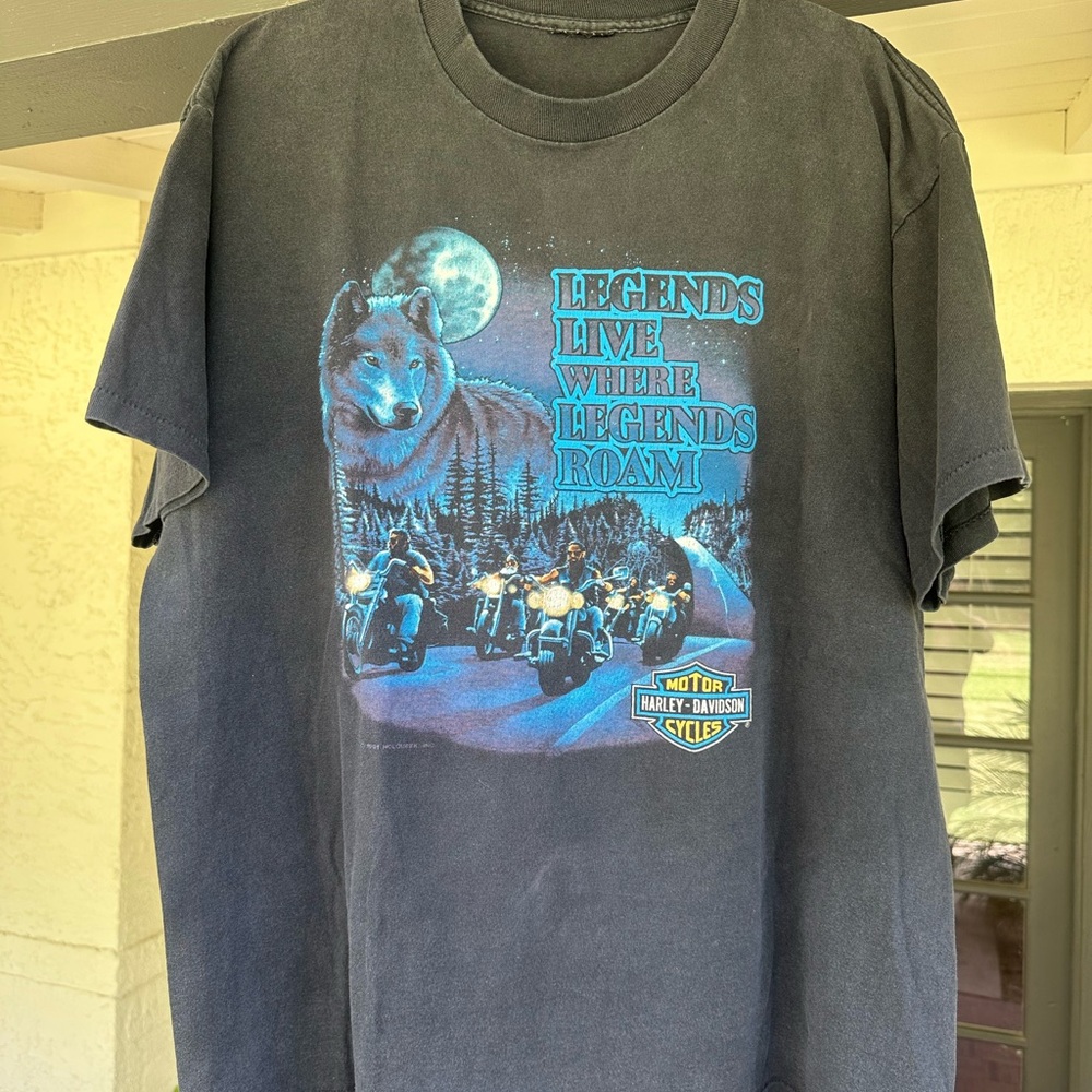 Vintage Single Stitch 1991 Harley Davidson Black Graphic T-Shirt